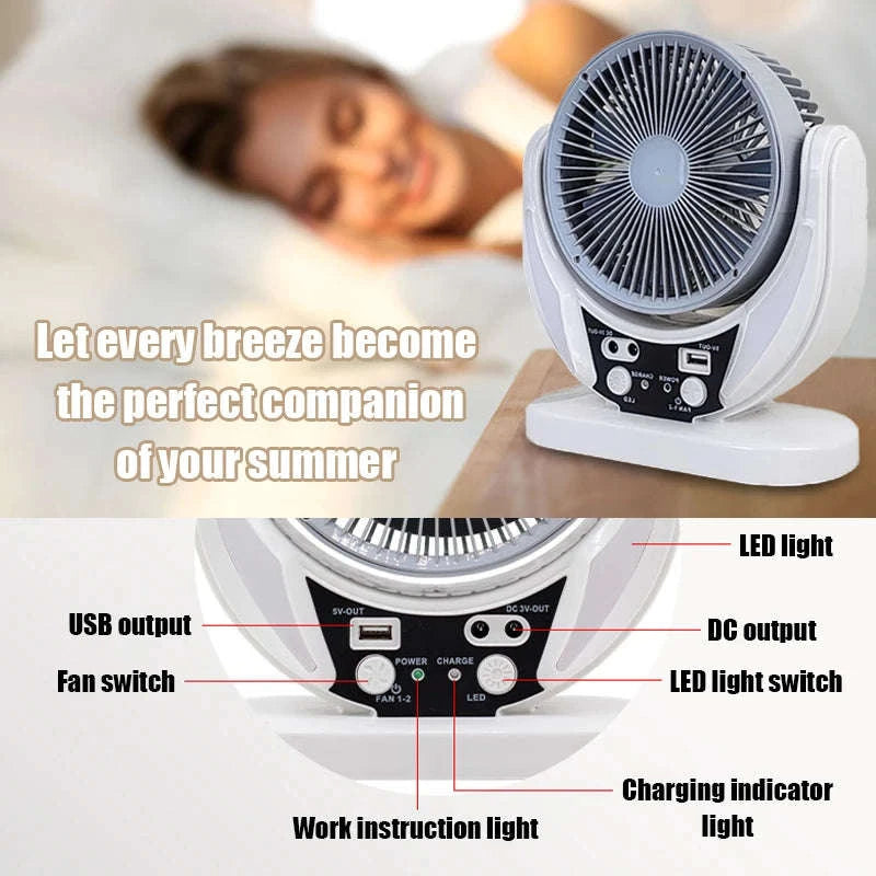 Solar Multifunction Fan with LED Light & USB Phone Charging-1pcs / United States