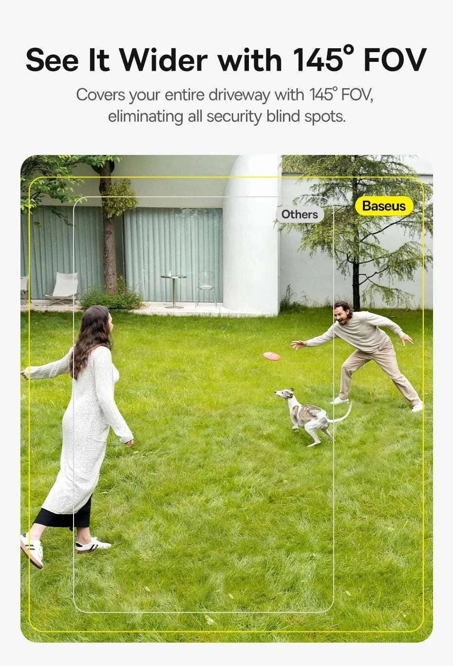 Solar Outdoor Security Camera 2K WiFi 145° Wide-Angle Night Vision-White