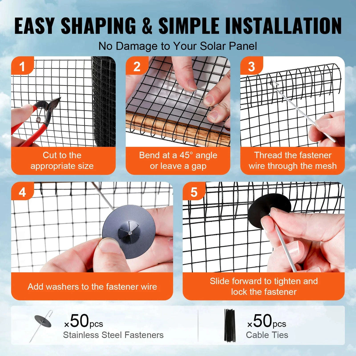 Solar Panel Bird Guard Critter Guard Roll Kit with Stainless Steel Fasteners-6inx50ft / spain