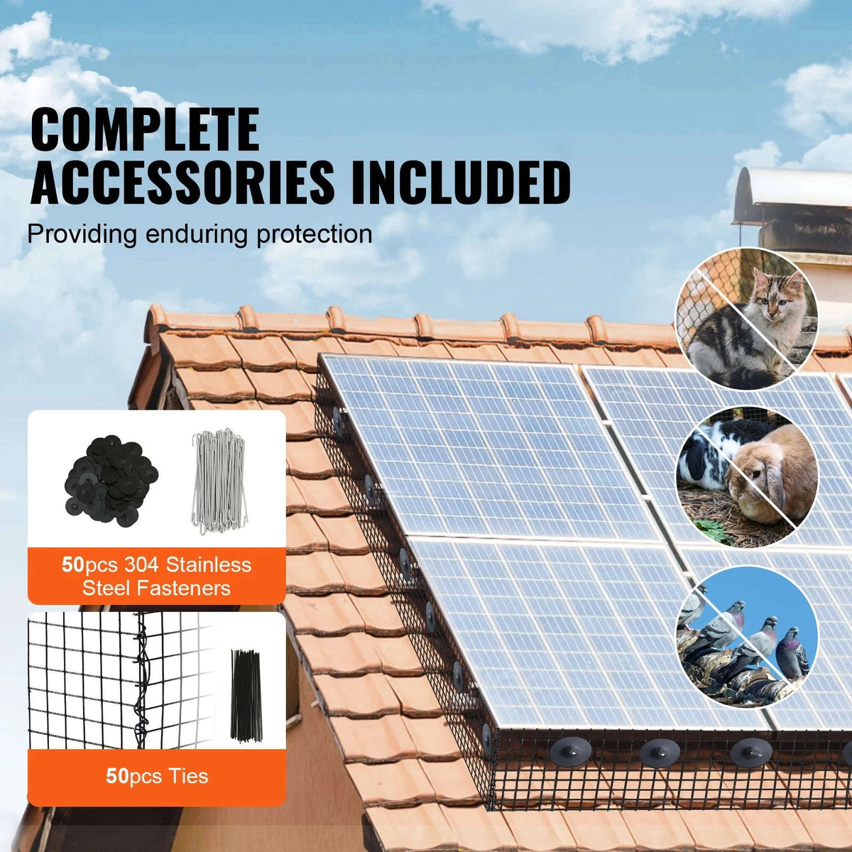 Solar Panel Bird Guard Critter Guard Roll Kit with Stainless Steel Fasteners-6inx50ft / spain
