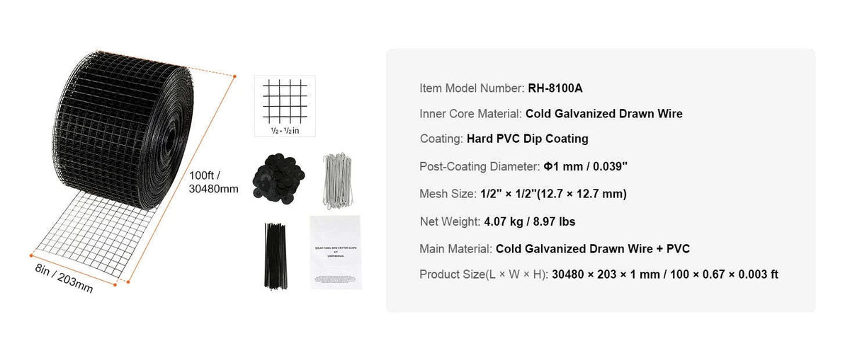 Solar Panel Bird Guard Critter Guard Roll Kit with Stainless Steel Fasteners-6inx50ft / spain
