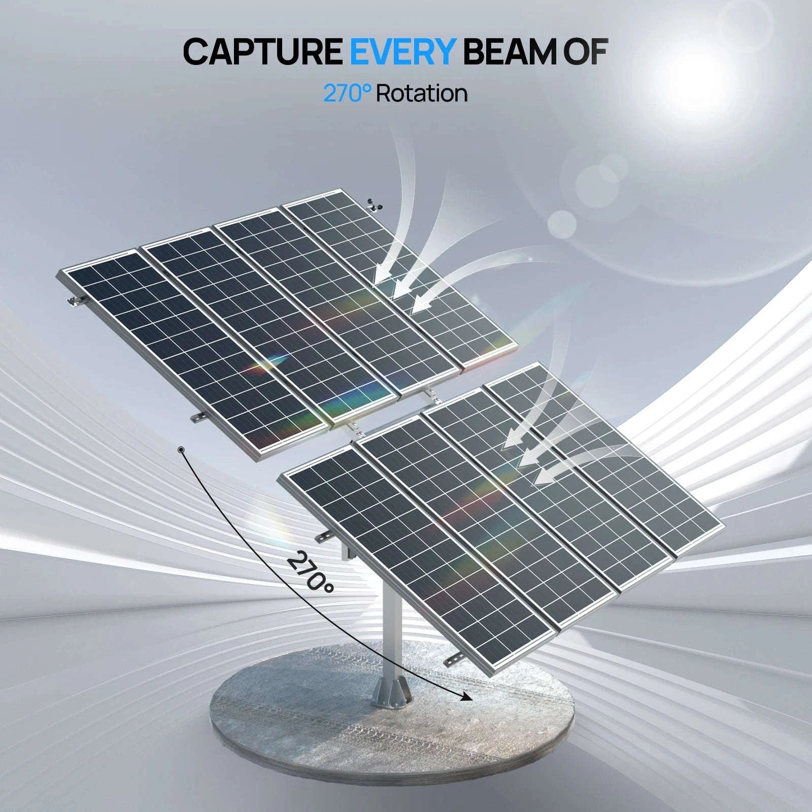 Solar Panel Dual Axis Tracking System with Controller, +40% Output-black / United States