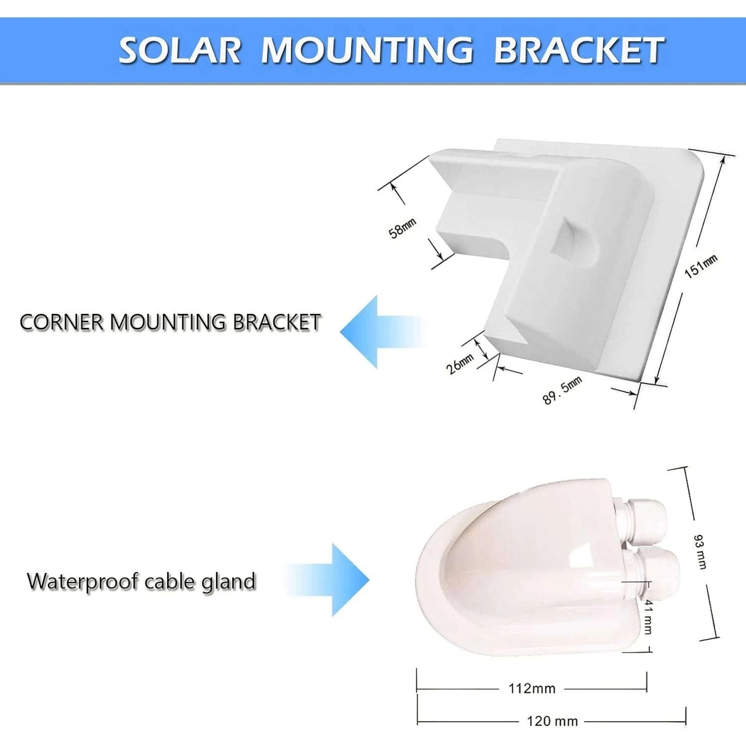 Solar Panel Mounting Bracket Kit with Cable Entry Gland-WHITE