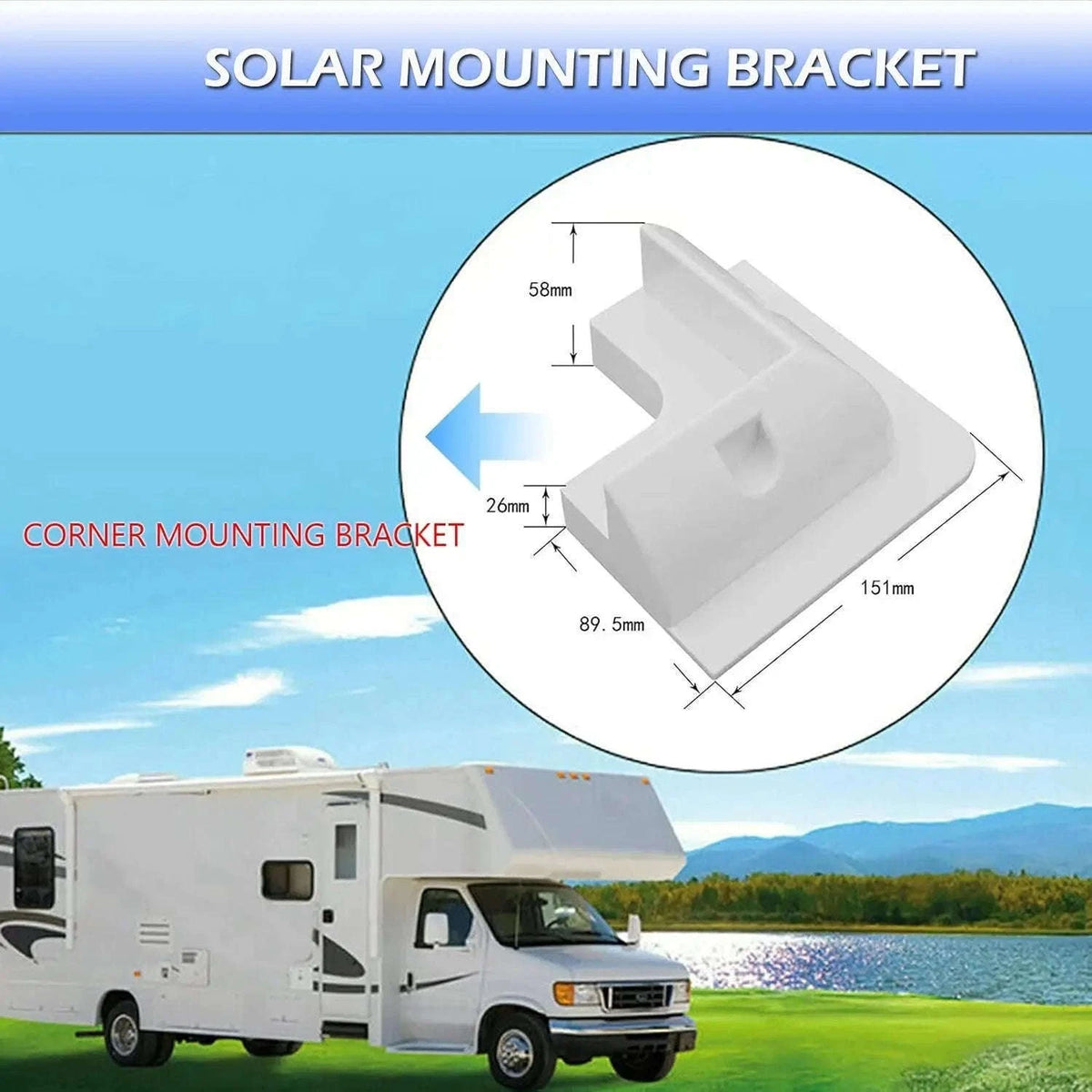 Solar Panel Mounting Bracket Kit with Cable Entry Gland-WHITE