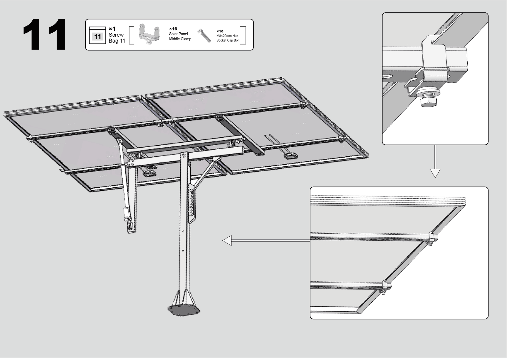 Solar Panel Single Axis Tracker System with Controller, 30% More Power-WHITE / United States