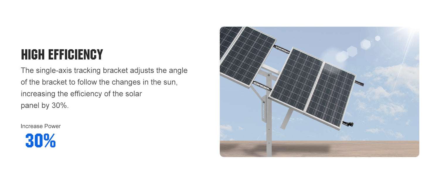 Solar Panel Single Axis Tracker System with Controller, 30% More Power-WHITE / United States