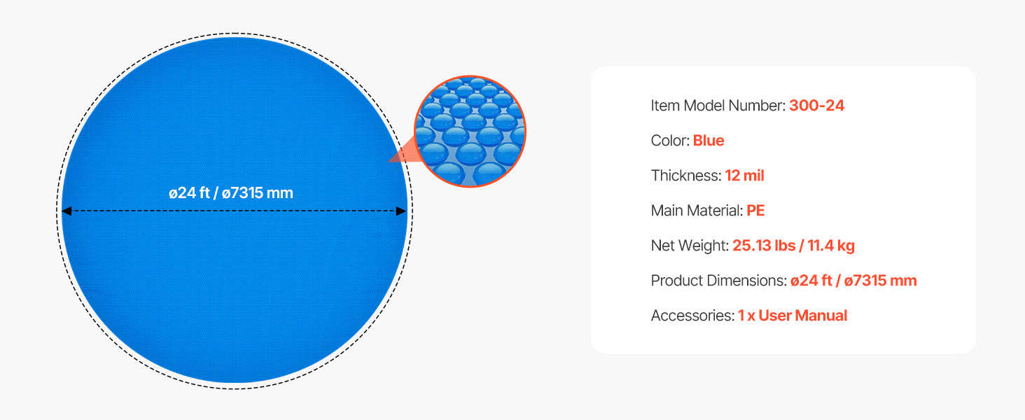 Solar Pool Cover with Bubble PE Material-18ft 16mil / United States