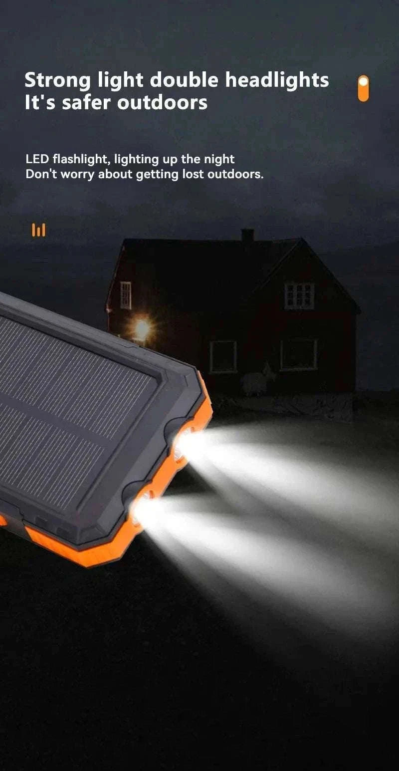Solar Power Bank with Fast Charging and Emergency LED Light-Blue 20000mAh