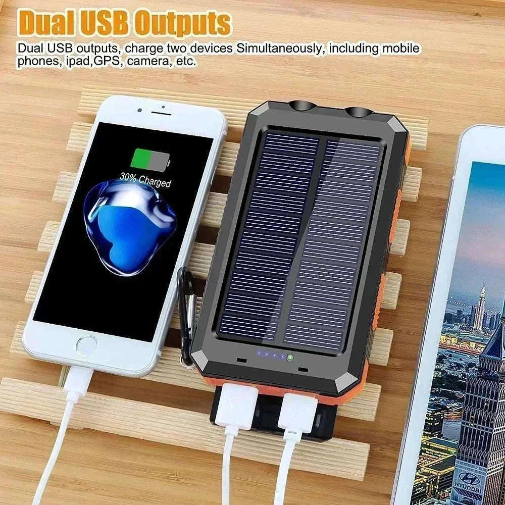 Solar Power Bank with Fast Charging and Emergency LED Light-Blue 20000mAh