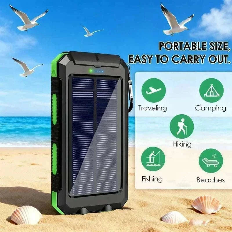 Solar Power Bank with Fast Charging and Emergency LED Light-Blue 20000mAh