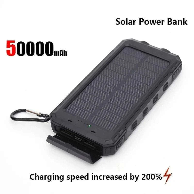 Solar Power Bank with Fast Charging and Emergency LED Light-Blue 20000mAh