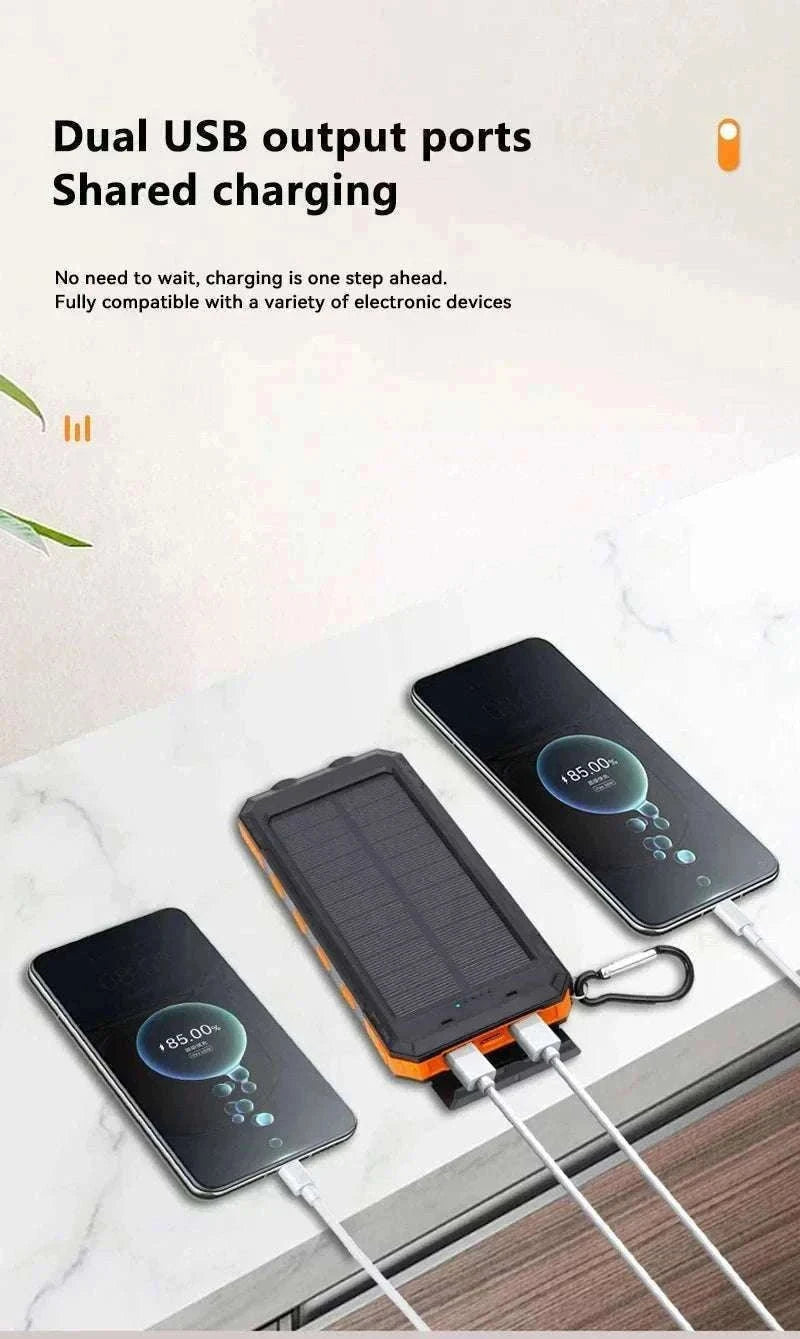 Solar Power Bank with Fast Charging and Emergency LED Light-Blue 20000mAh