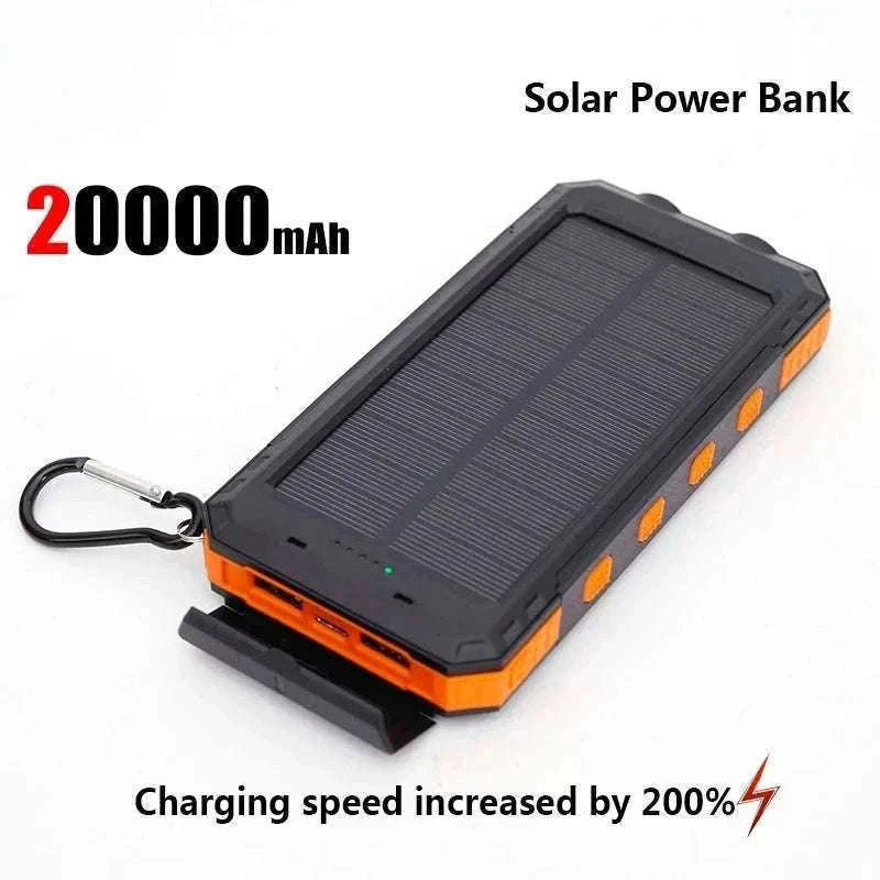 Solar Power Bank with Fast Charging and Emergency LED Light-Blue 20000mAh