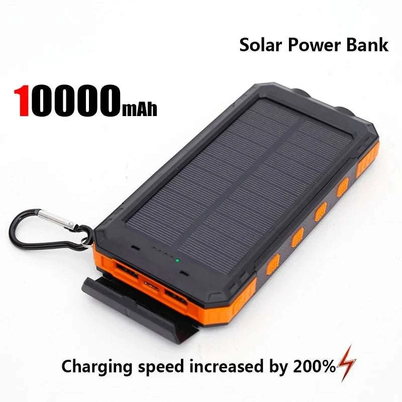 Solar Power Bank with Fast Charging and Emergency LED Light-Blue 20000mAh