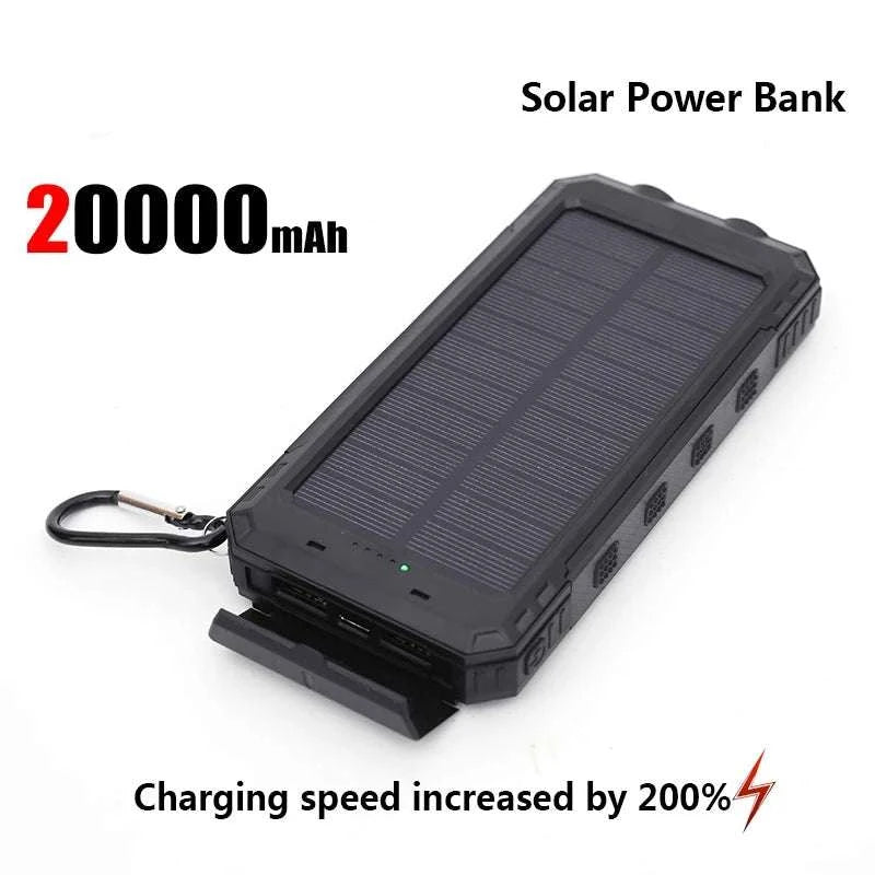 Solar Power Bank with Fast Charging and Emergency LED Light-Blue 20000mAh