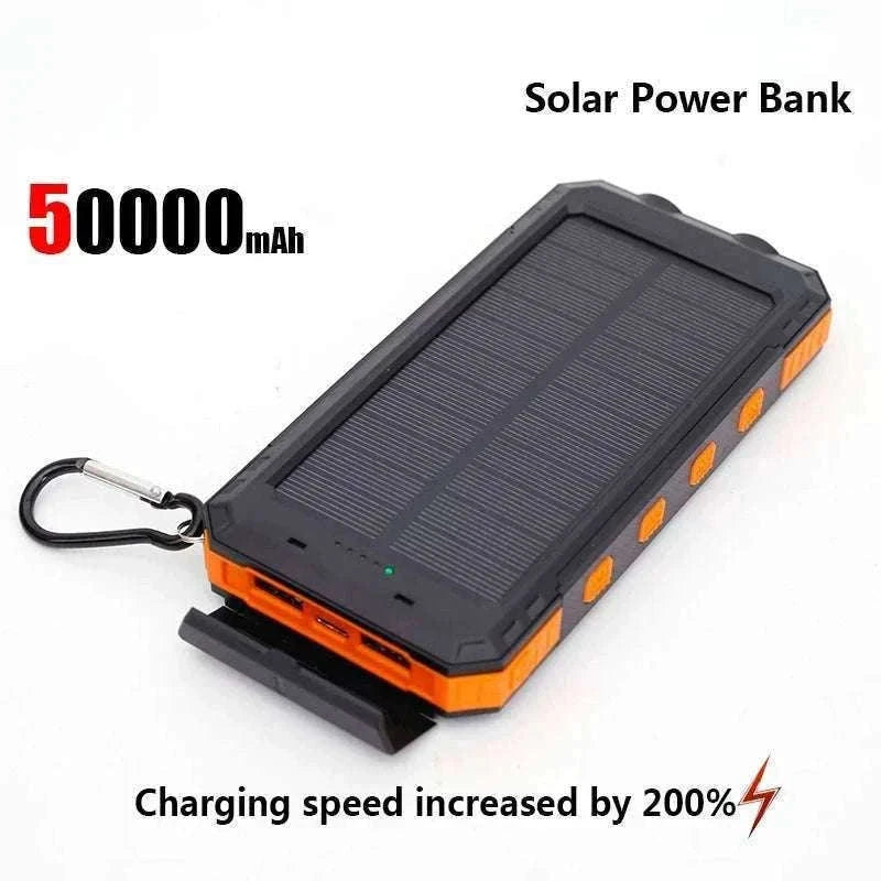 Solar Power Bank with Fast Charging and Emergency LED Light-Blue 20000mAh
