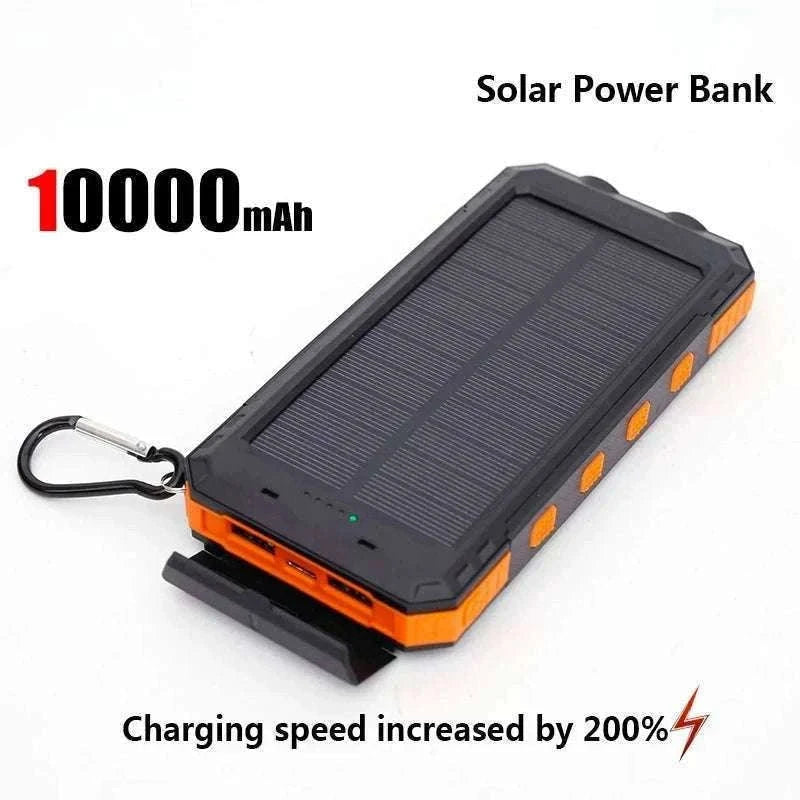 Solar Power Bank with Fast Charging and Emergency LED Light-Blue 20000mAh
