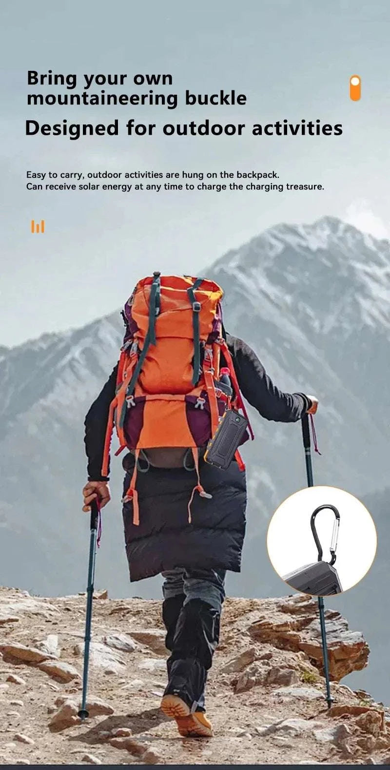 Solar Power Bank with Fast Charging and Emergency LED Light-Data Cable