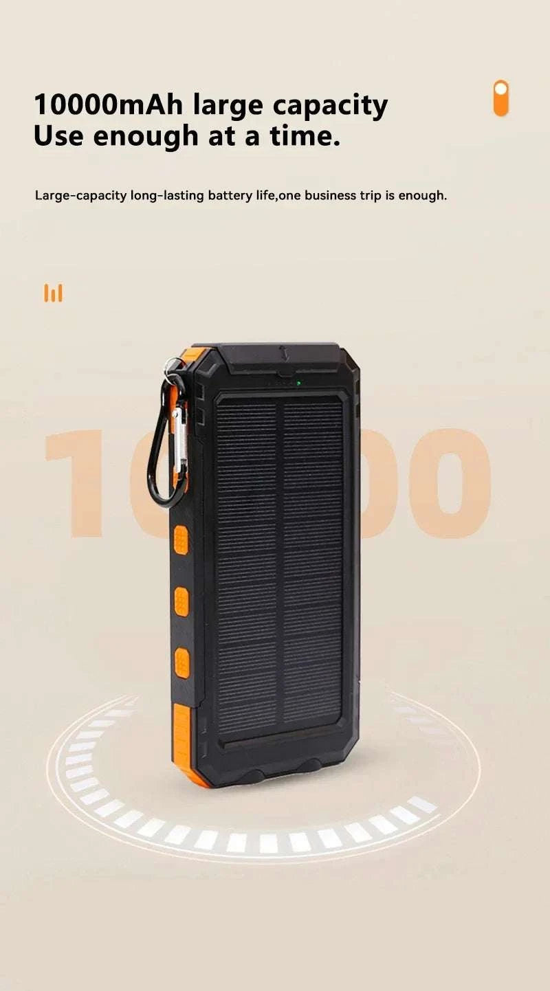 Solar Power Bank with Fast Charging and Emergency LED Light-Data Cable