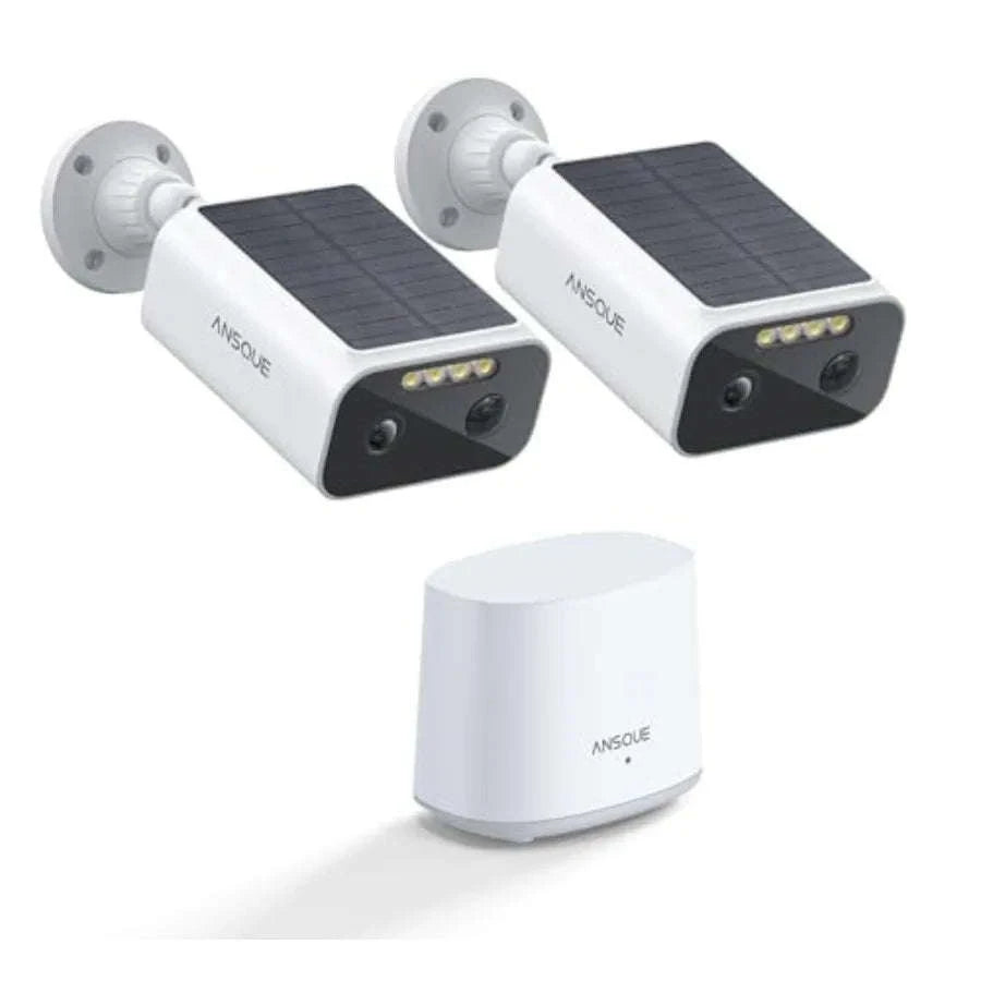 Solar-Powered 2K Outdoor Security Camera System with AI Detection-United States / 2CameraKit