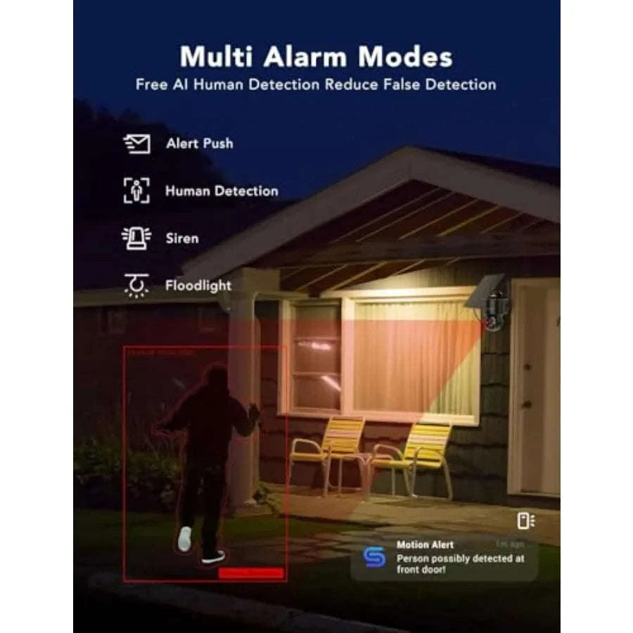 Solar-Powered 2K Wireless PTZ Outdoor Security Camera-United States / Black