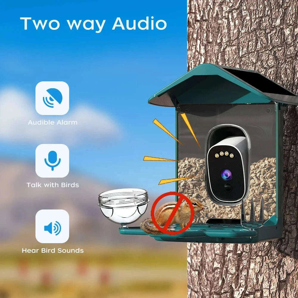 Solar Powered Bird Feeder Camera with 2K Night Vision-2K Camera / 2.8mm / China Mainland