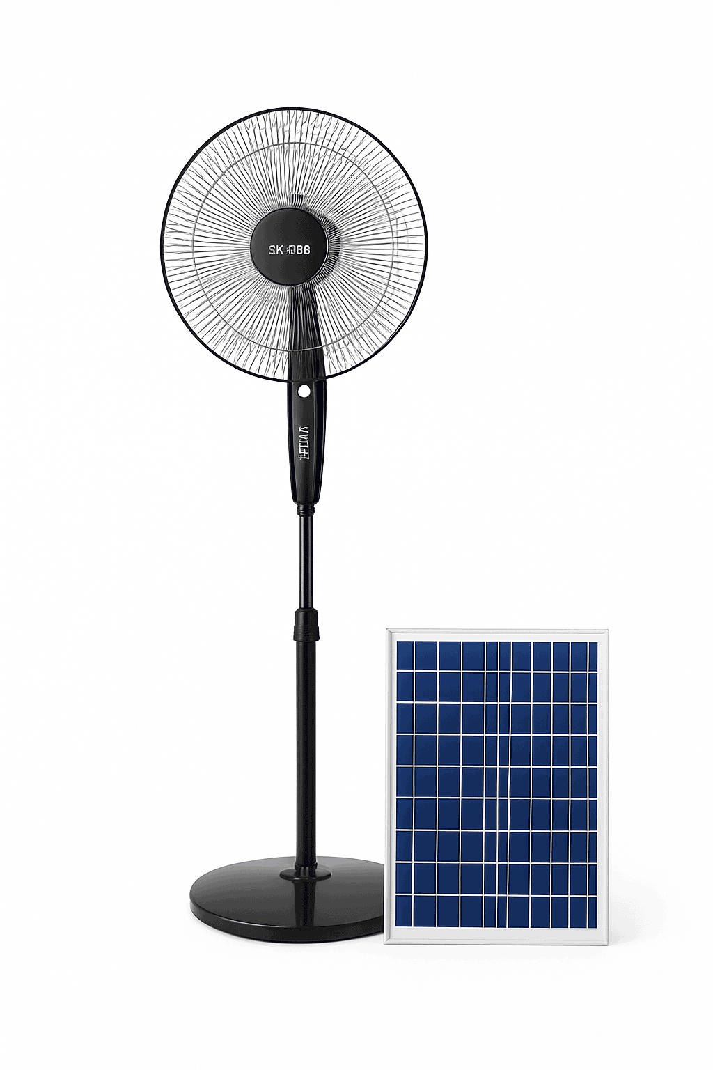 Solar Powered Floor Fan with 12H Runtime, LED Light & USB Port-solar fan