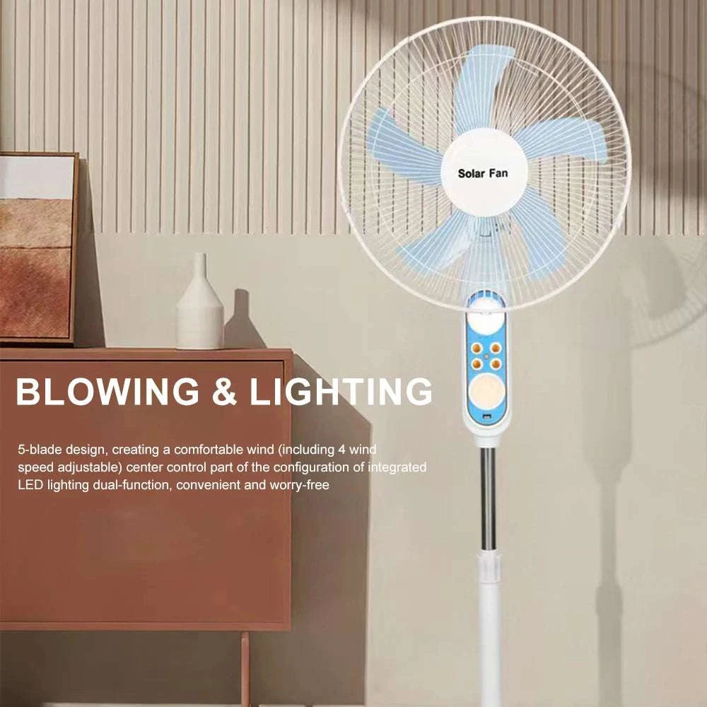 Solar Powered Floor Fan with Remote, 12H Runtime & LED Light-solar fan