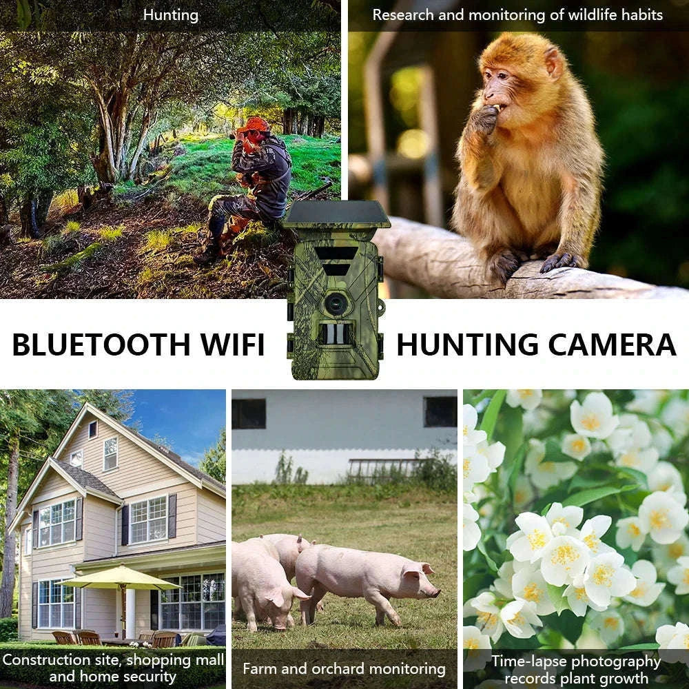 Solar Powered Trail Camera with 8K Video and 60MP Photos-Default Title
