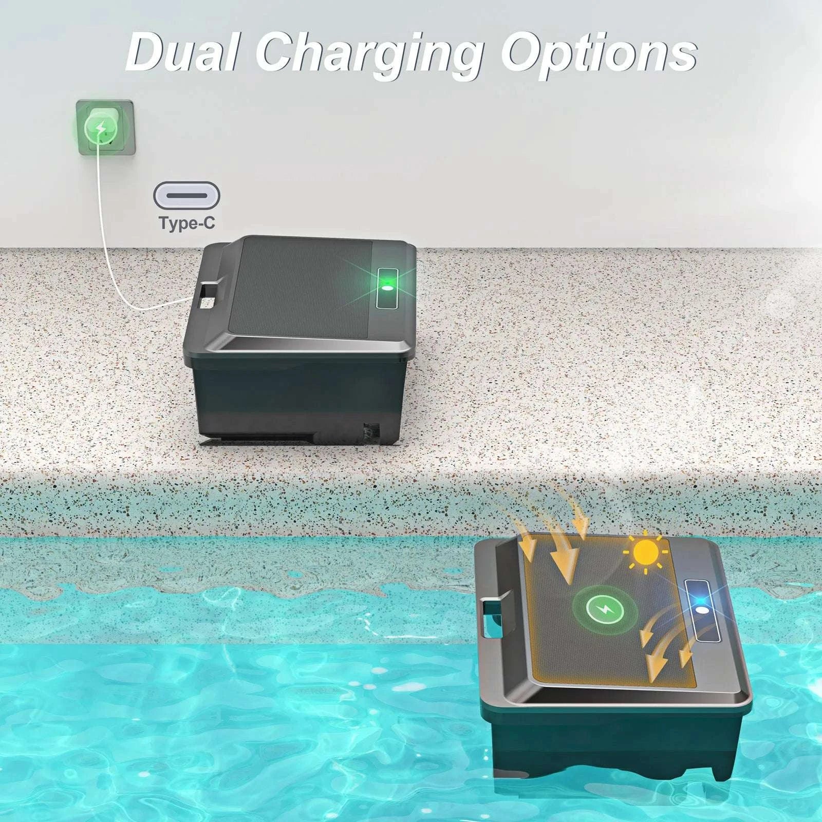Solar Robotic Pool Cleaner Surface Skimmer with Remote Control-Y90 / United States