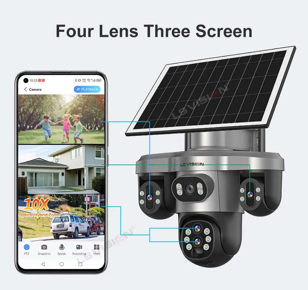 Solar Security Camera 20MP 10X Optical Zoom PTZ IP66-4G 10X Zoom No Card / Poland