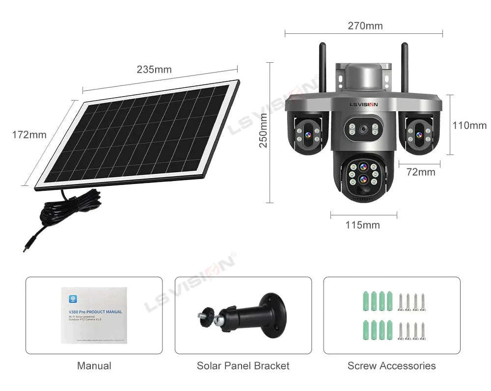 Solar Security Camera 20MP 10X Optical Zoom PTZ IP66-4G 10X Zoom No Card / Poland