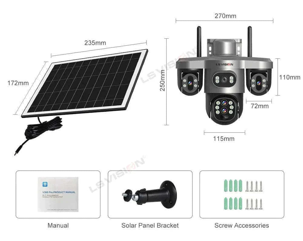 Solar Security Camera 20MP 10X Optical Zoom PTZ IP66-4G 10X Zoom No Card / Poland