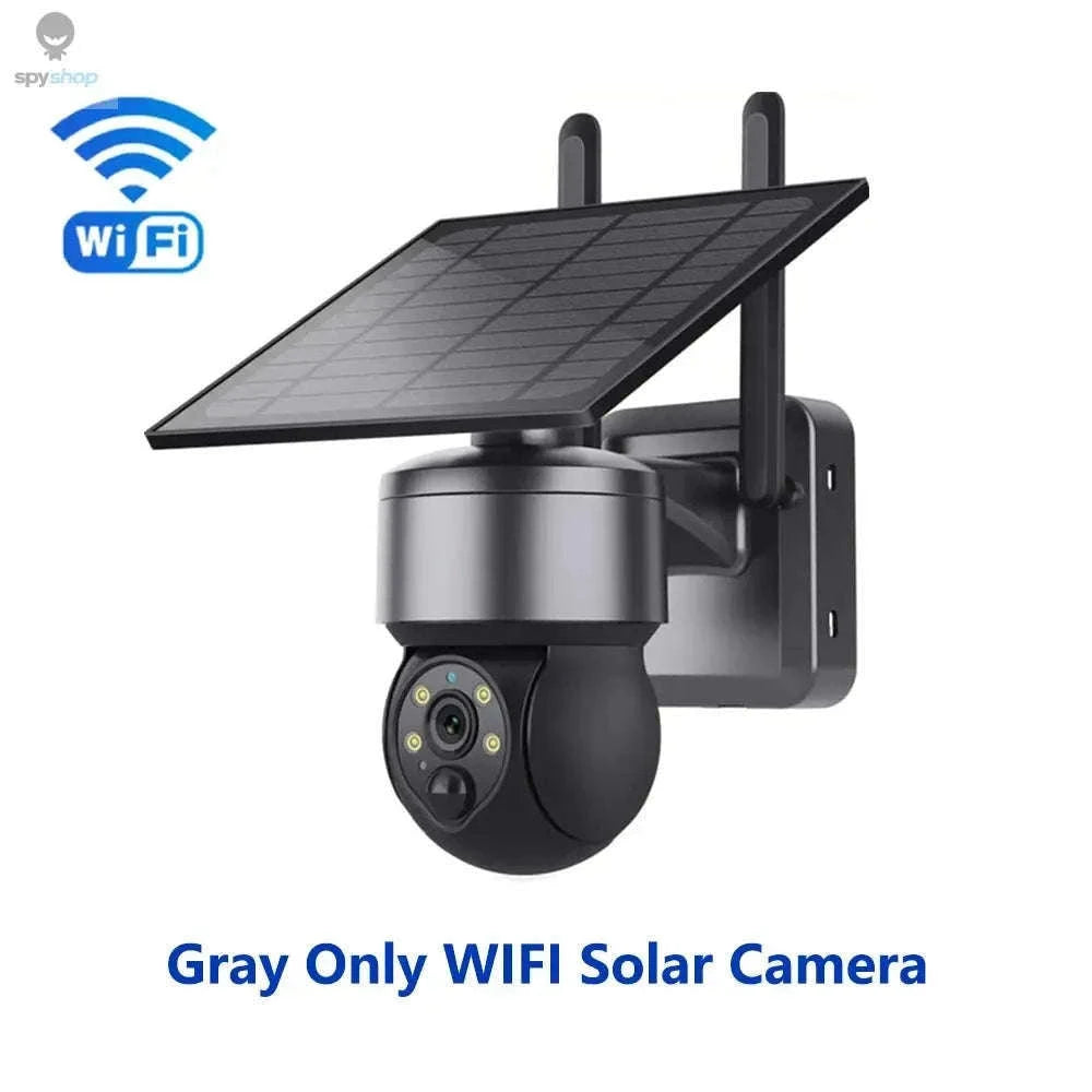 Solar Security Camera 4G/WiFi Outdoor PTZ with Audio-Gray WIFI Cam / CHINA