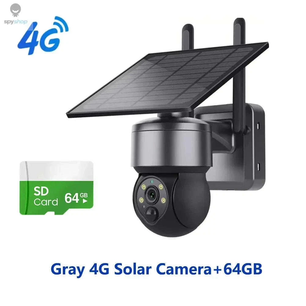 Solar Security Camera 4G/WiFi Outdoor PTZ with Audio-Gray WIFI Cam / CHINA
