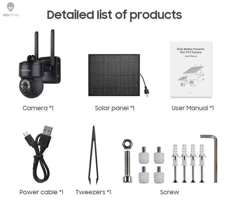 Solar Security Camera – 4G & WiFi Outdoor PTZ with Solar Power and Two‑Way Audio-Gray WIFI Cam / CHINA