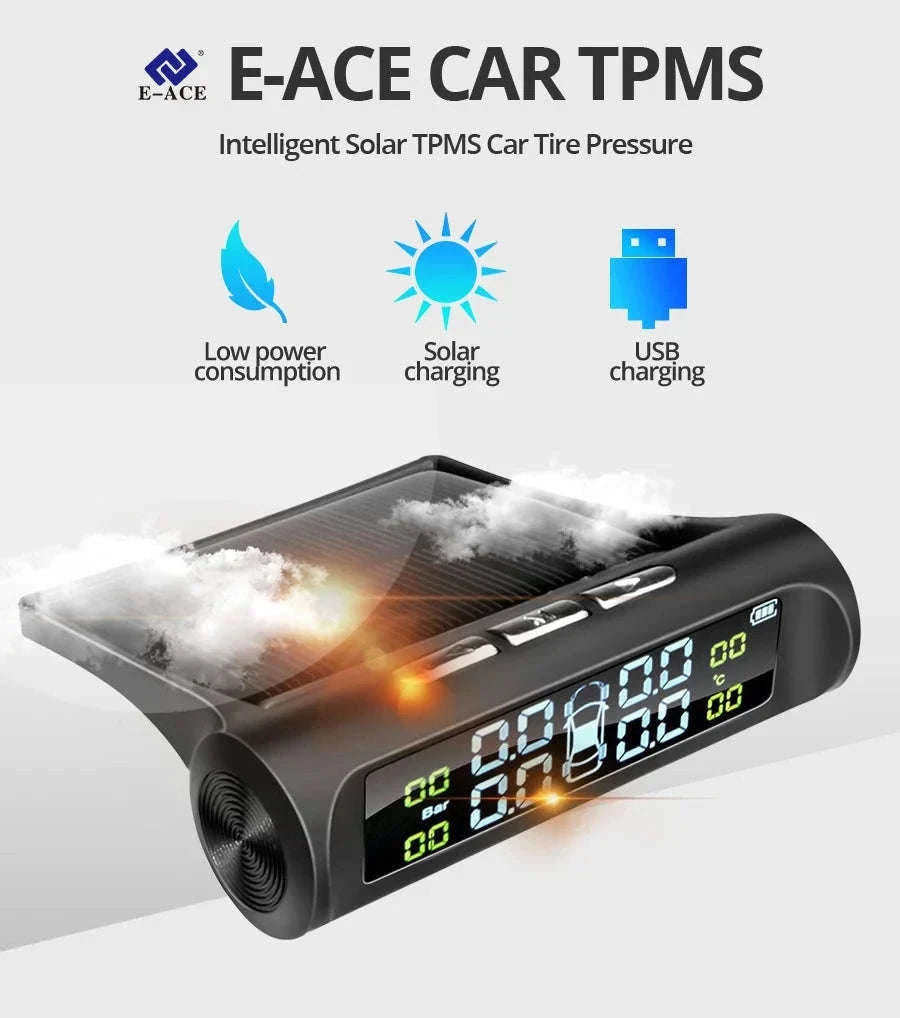Solar TPMS Tire Pressure Monitor System with Real-Time Alerts-K01-External Sensor