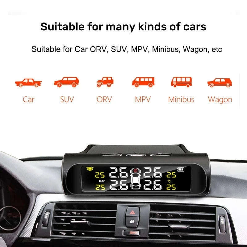 Solar TPMS Tire Pressure Monitor System with Real-Time Alerts-K01-External Sensor