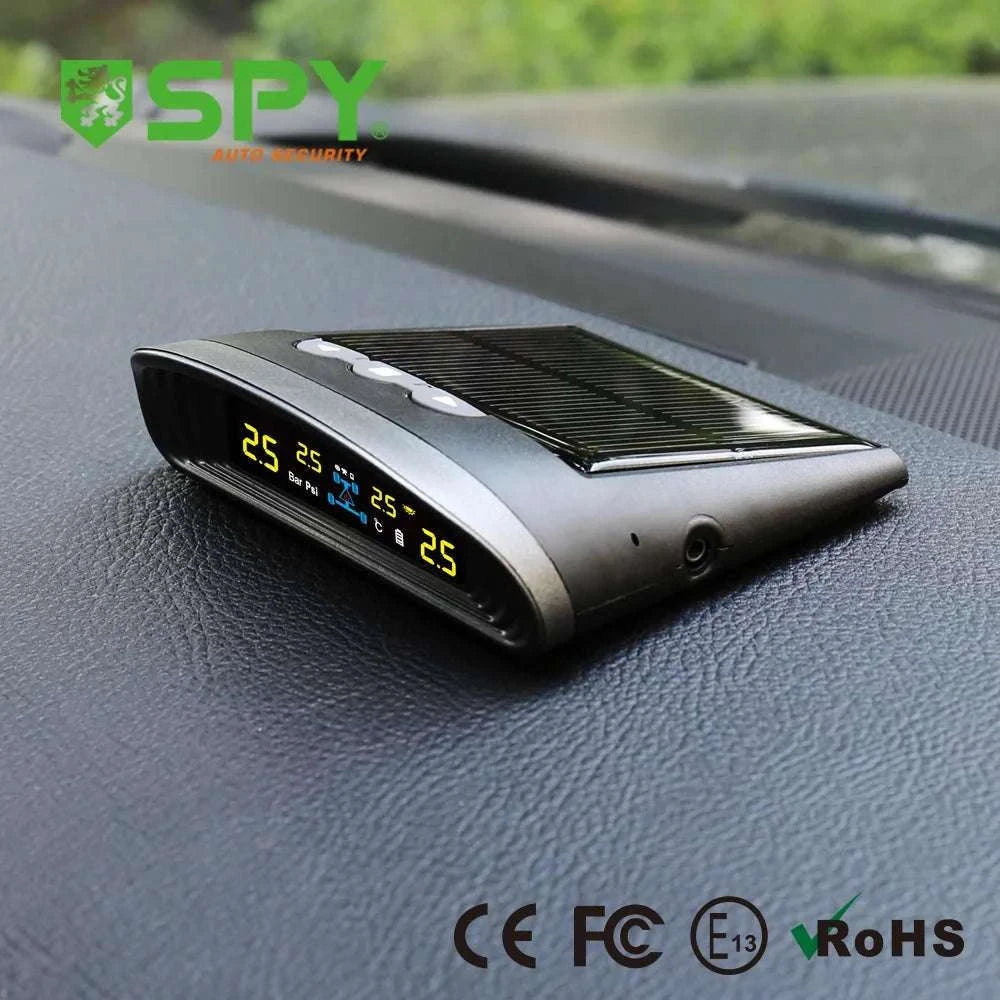 Solar TPMS Tire Pressure Monitor with LCD Display & Safety Alerts-Internal sensor / China Mainland / black