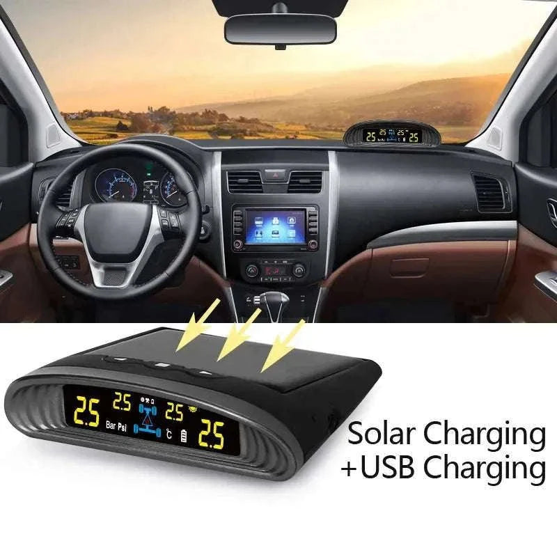 Solar TPMS Tire Pressure Monitor with LCD Display & Safety Alerts-Internal sensor / China Mainland / black