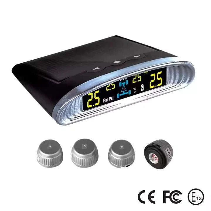 Solar TPMS Tire Pressure Monitor with LCD Display & Safety Alerts-Internal sensor / China Mainland / black