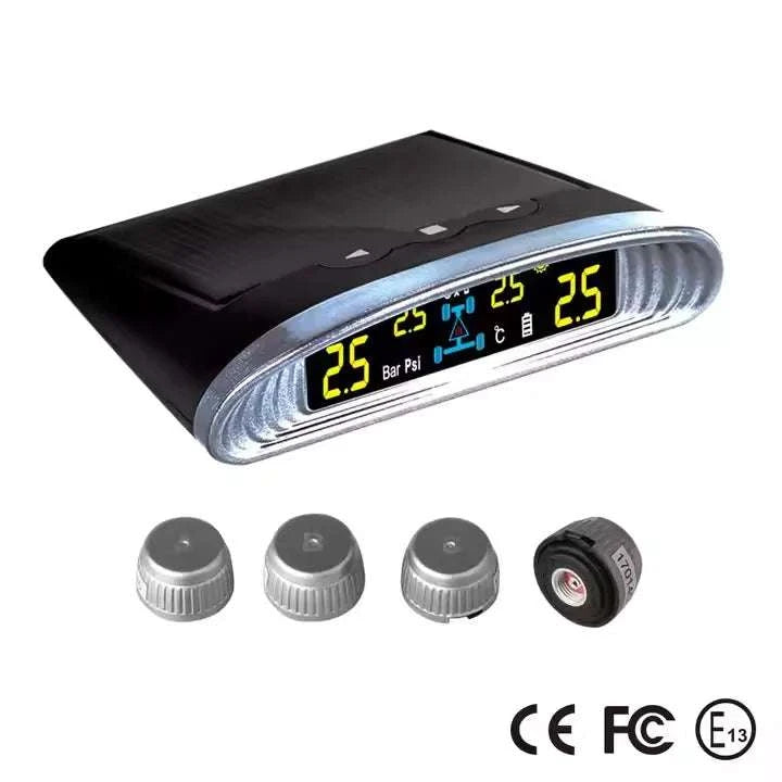 Solar TPMS Tire Pressure Monitor with LCD Display & Safety Alerts-Internal sensor / China Mainland / black