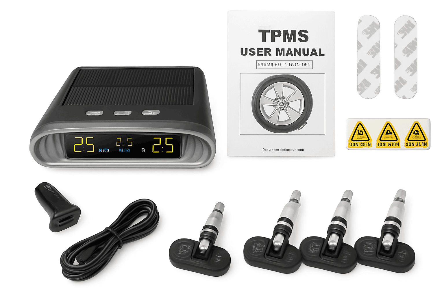 Solar TPMS Tire Pressure Monitor with LCD Display & Safety Alerts-Internal sensor / China Mainland / black