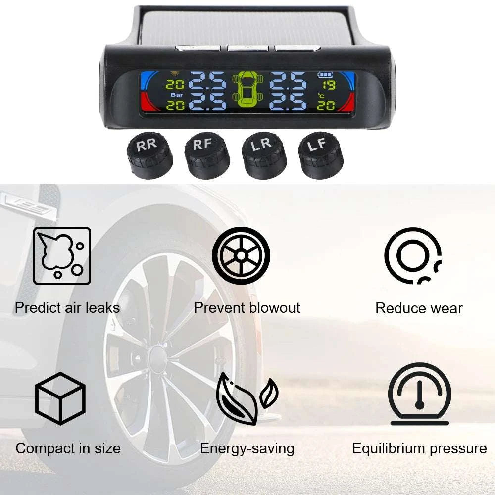 Solar TPMS Tire Pressure Monitoring System with External Sensors-