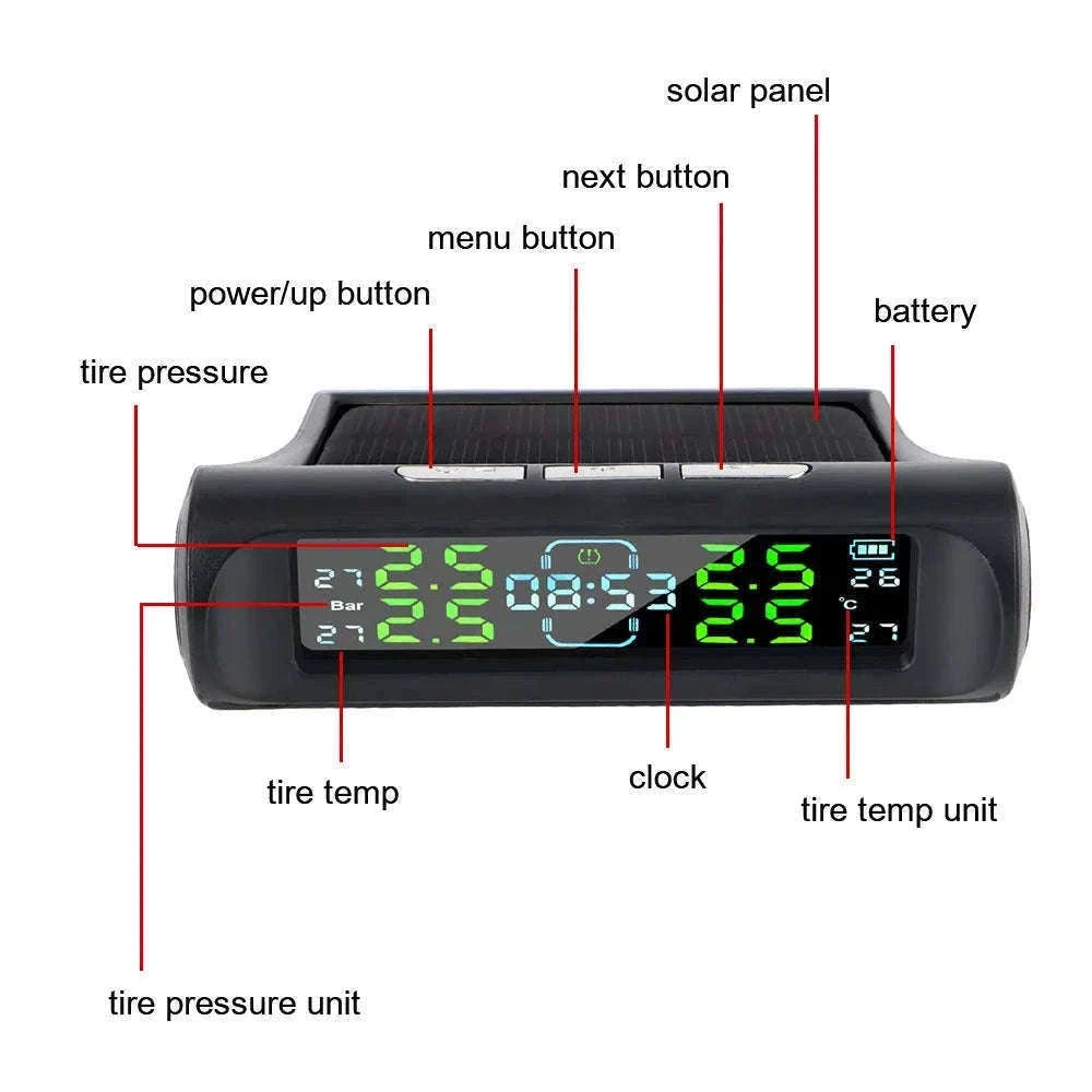 Solar TPMS Tire Pressure Monitoring System with External Sensors-G External