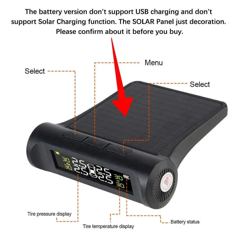 Solar TPMS Tire Pressure Monitoring System with External Sensors-G External