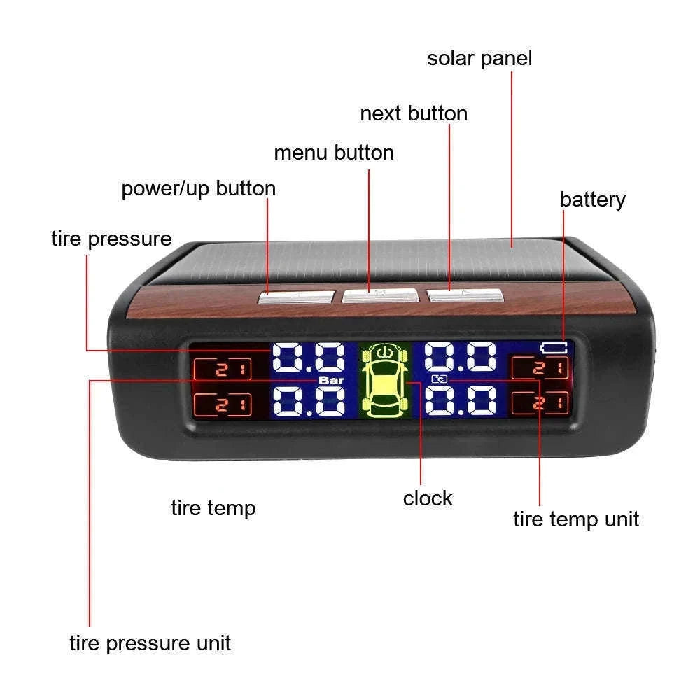 Solar TPMS Tire Pressure Monitoring System with External Sensors-G External