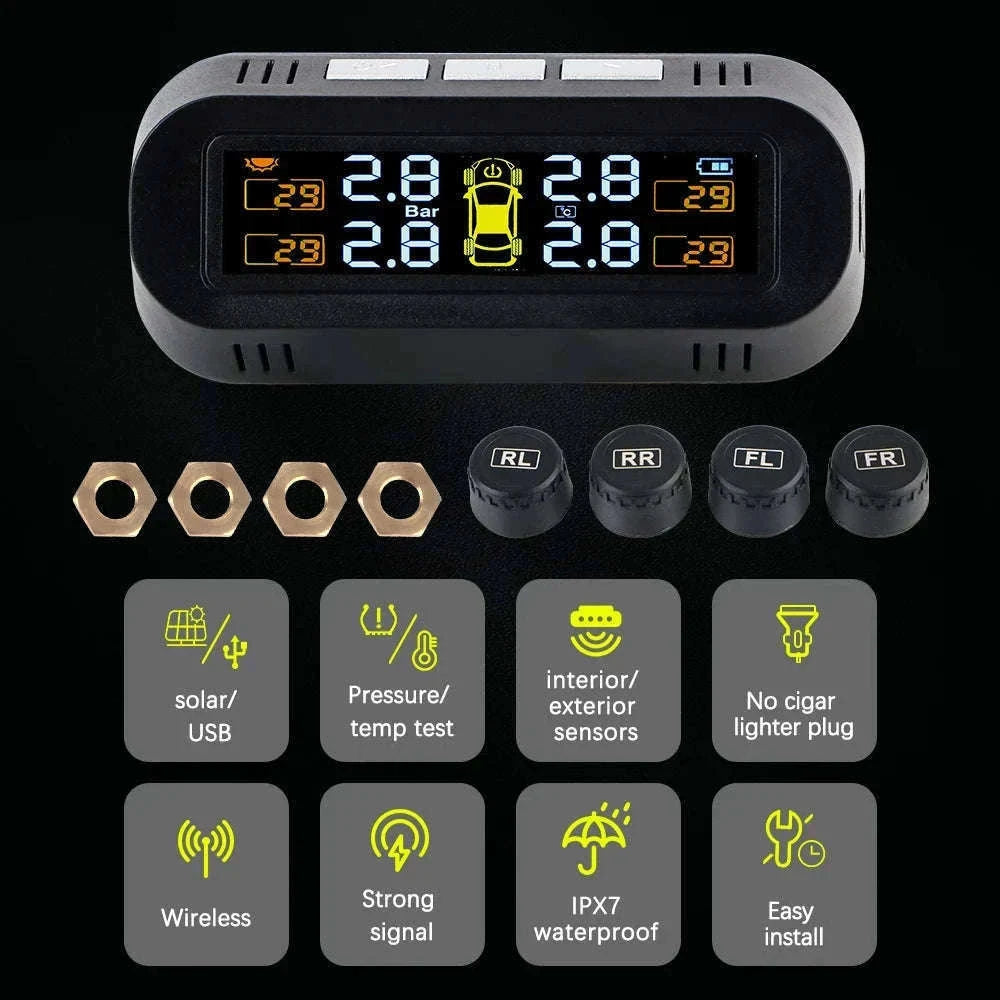 Solar TPMS Tire Pressure Monitoring System with External Sensors-G External