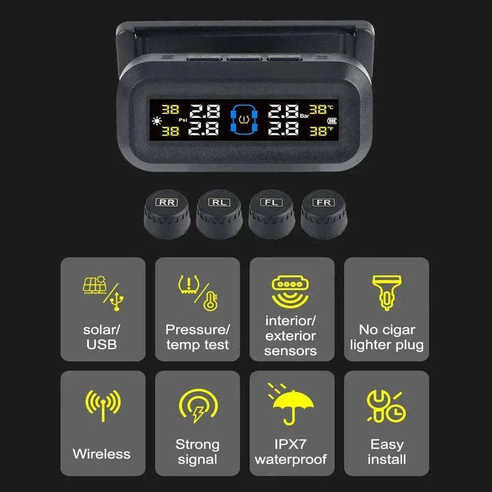 Solar TPMS Tire Pressure Monitoring System with External Sensors-G External