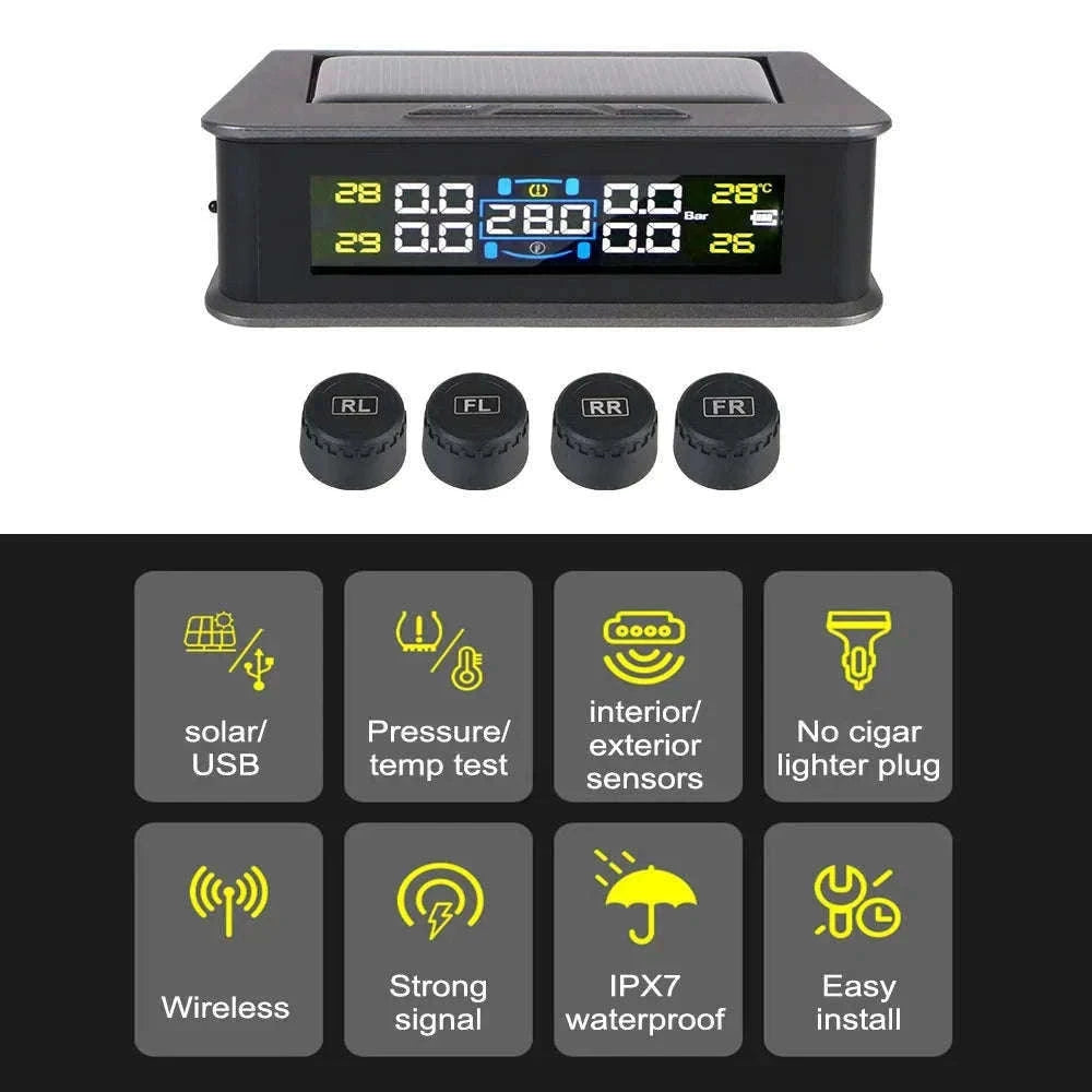 Solar TPMS Tire Pressure Monitoring System with External Sensors-G External